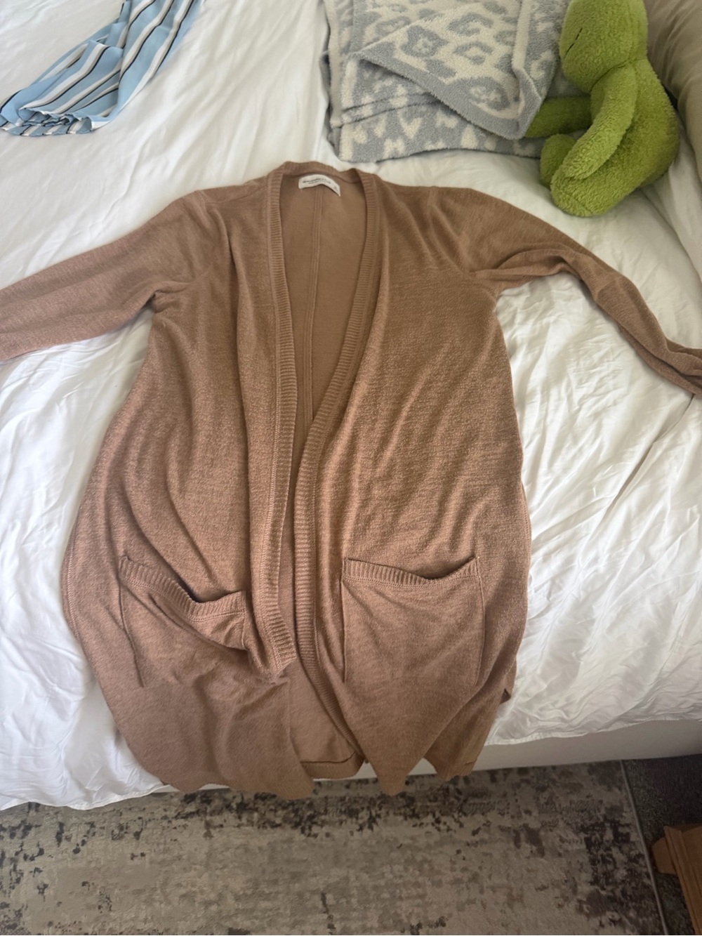 Abercrombie & Fitch Open-Front Cardigan in Camel Brown